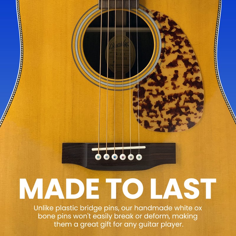 Crosby Slotted Pure Bone Bridge Pins with Abalone Dot Inlay for 6 & 12 String Acoustic Guitar - Image 5